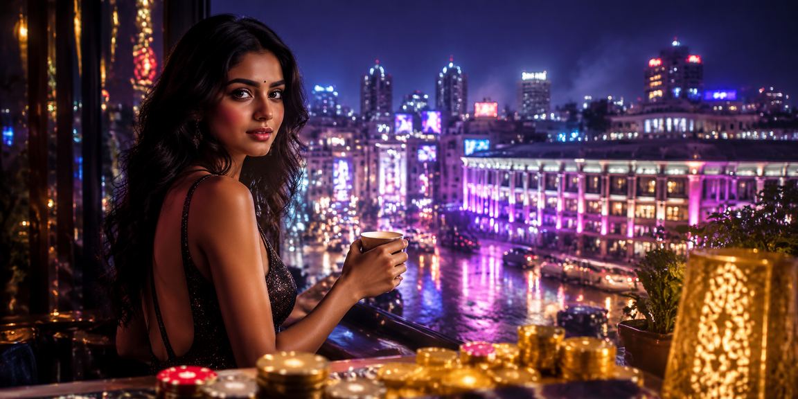 Night scene of Delhi Connaught Place with casino lights